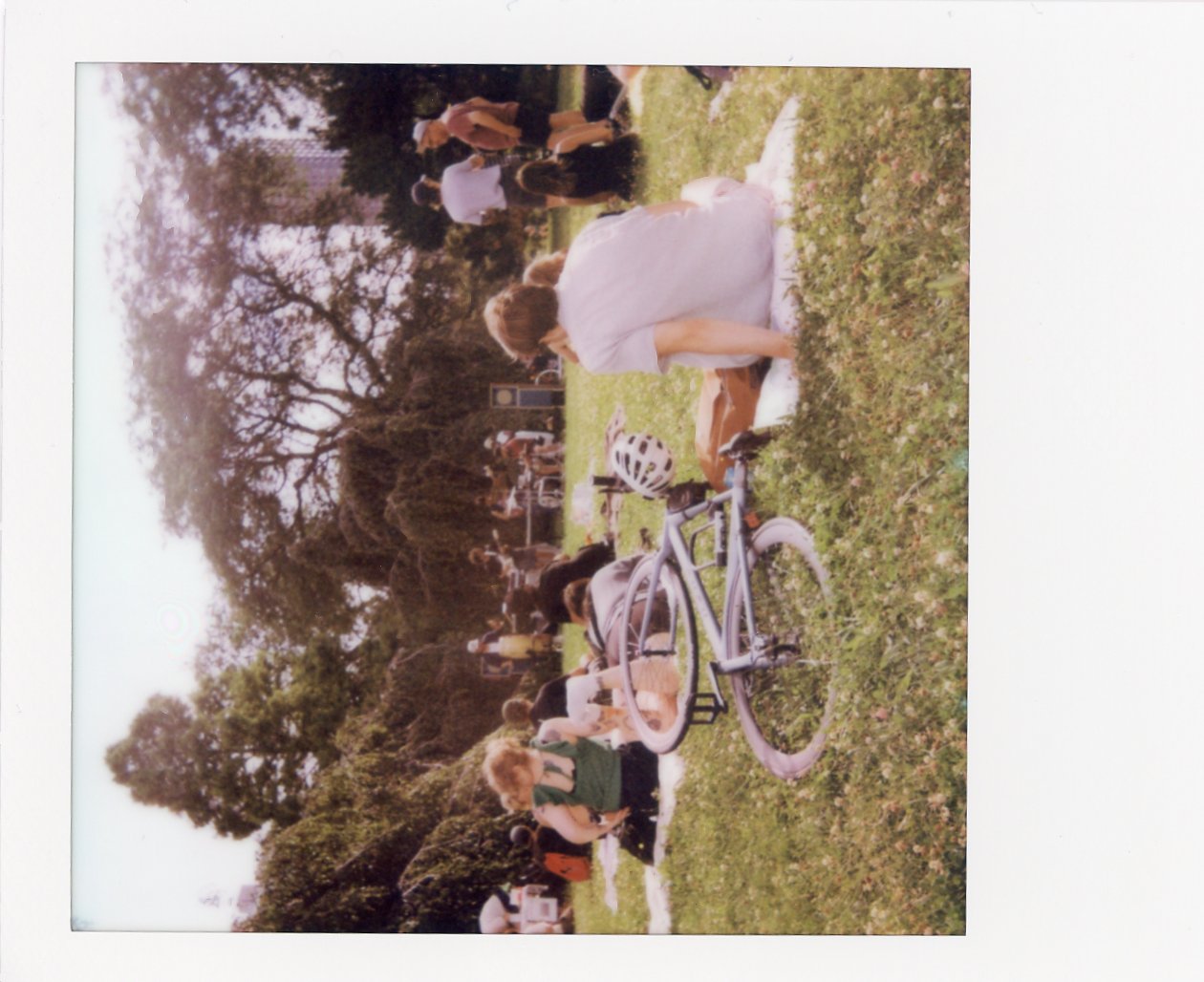 polaroid of the crowd at the belmont rocks